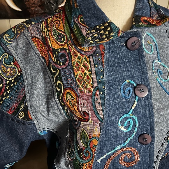 Silverstream • Vtg • Denim • Jacket • Embroidery • Paisley • One Size - Picture 9 of 16
